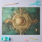 Retro faux gouden klokken turquoise achtergrond tissuepapier (Craft)