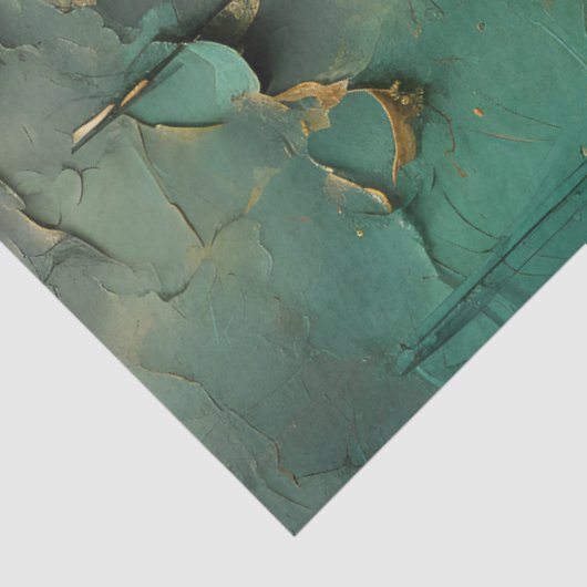 Retro faux gouden klokken turquoise achtergrond tissuepapier (Detail)