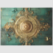 Retro faux gouden klokken turquoise achtergrond tissuepapier (Voorkant)