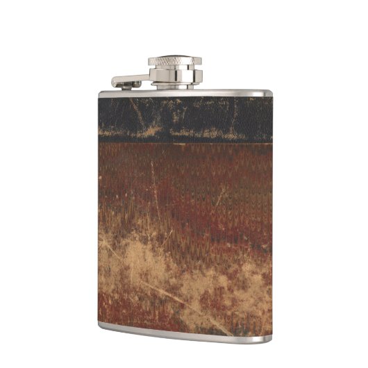 Retro faux leder, ziet er oud uit, krabt en versle heupfles (Links)