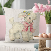 Retro Faux Linen met Baby Lamb Kussen