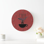 Retro Faux Neon Cafe Open 24|7 Rood en blauw Grote Klok (Huis)