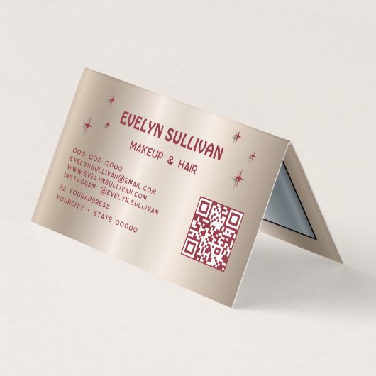 Retro faux oogschaduw palet gevouwen loyaliteitska visitekaartje (Achterkant)