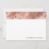 Retro Faux Roos Gouden Disco Balspiegel | Monogram Notitiekaartje (Voorkant)