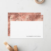 Retro Faux Roos Gouden Disco Balspiegel | Monogram Notitiekaartje (Voorkant / Achterkant in situ)