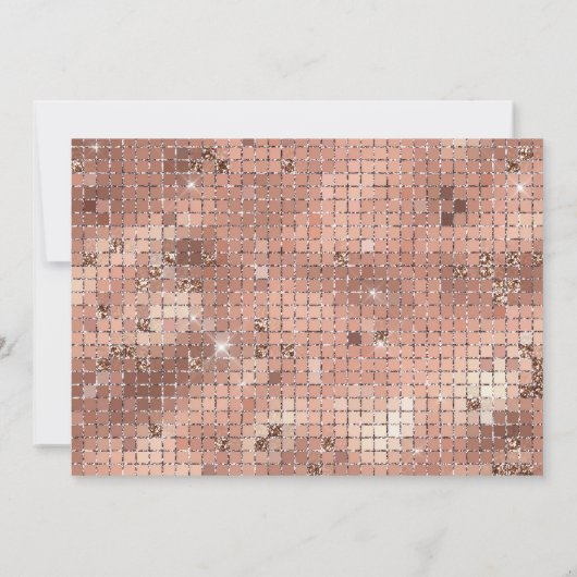 Retro Faux Roos Gouden Disco Balspiegel | Monogram Notitiekaartje (Achterkant)