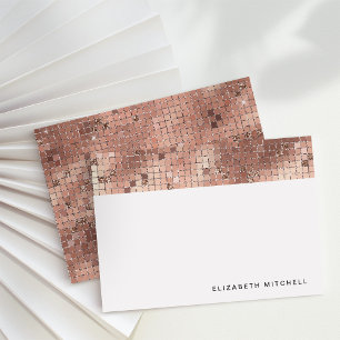 Retro Faux Roos Gouden Disco Balspiegel Monogram Notitiekaartje