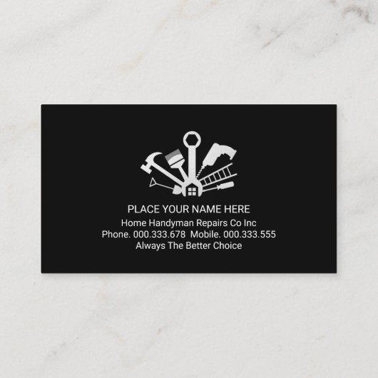 Retro Faux Silver Handyman Tools Layer Visitekaartje (Achterkant)