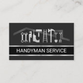 Retro Faux Silver Handyman Tools Layer Visitekaartje (Voorkant)