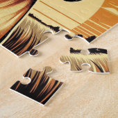 Retro Fawn Groot Deen Geel Bruin Zwart Kunstwerk Legpuzzel (Zijkant)