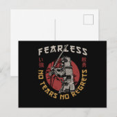 Retro Fearless Samurai - Samurai citaat Briefkaart (Voorkant / Achterkant)