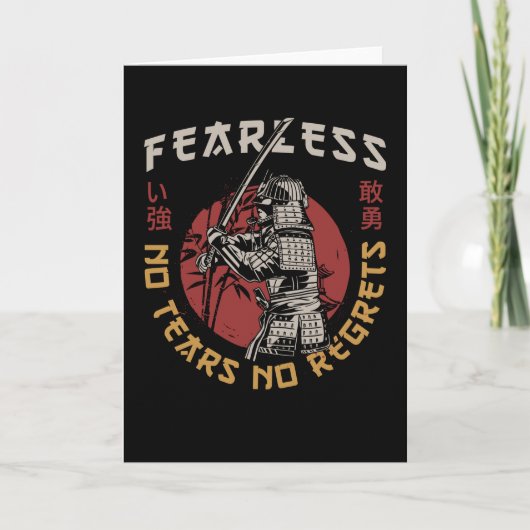 Retro Fearless Samurai - Samurai Quote Kaart (Voorkant)