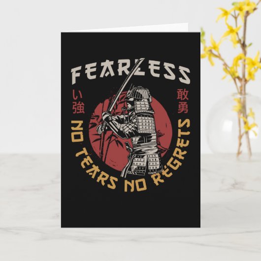 Retro Fearless Samurai - Samurai Quote Kaart (Gele Bloem)
