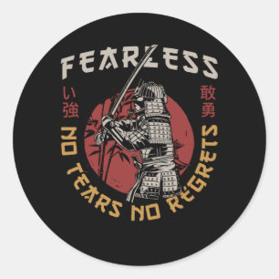 Retro Fearless Samurai - Samurai Quote Ronde Sticker