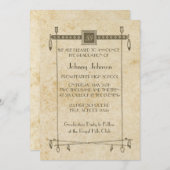 Retro Feather Banner Theme Afstuderen Aankondiging (Voorkant / Achterkant)