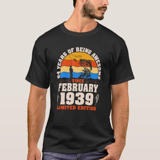 Retro februari 1939 84 jaar oud Gevist 84e geboort T-shirt (Voorkant)