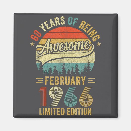 Retro februari 1966 Oude 60e verjaardag Mannen Vro Magneet (Voorkant)