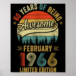 Retro februari 1966 Oude 60e verjaardag Mannen Vro Poster