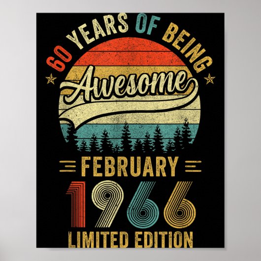 Retro februari 1966 Oude 60e verjaardag Mannen Vro Poster (Voorkant)