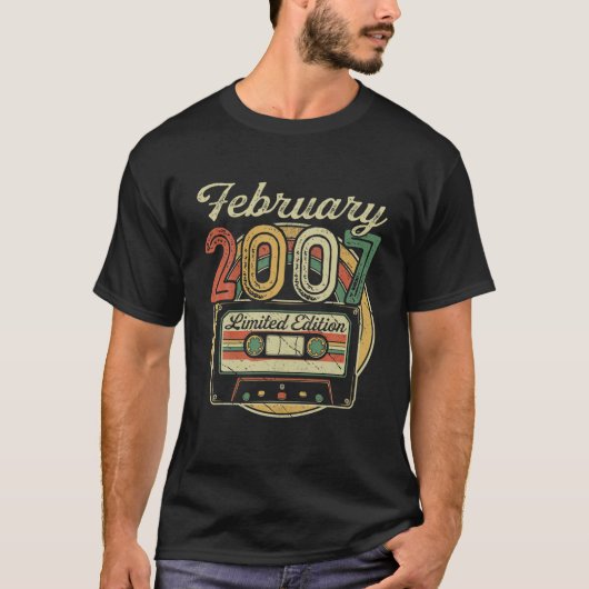 Retro February 2007 Cassettebandje 15th Birthday d T-shirt (Voorkant)