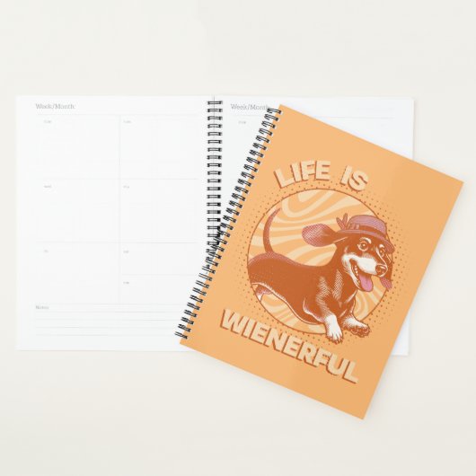 Retro Fedora Dachshund "Het leven is weelderig" Sc Planner (Display)