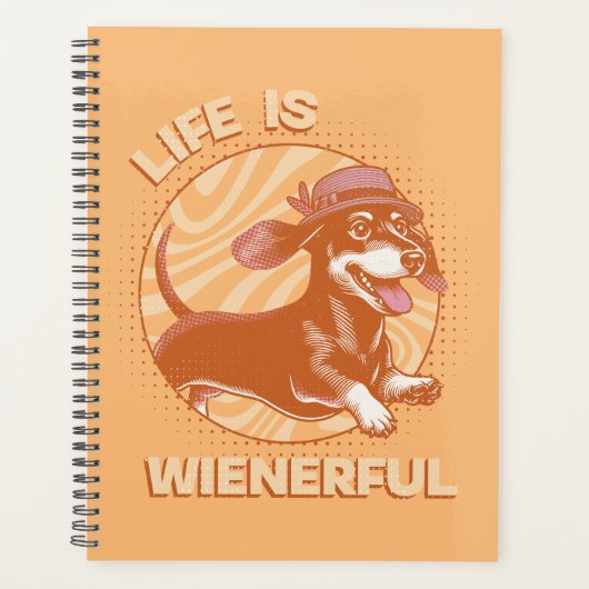 Retro Fedora Dachshund "Het leven is weelderig" Sc Planner (Voorkant)