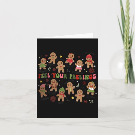 Retro Feel Your Feelings Gingerbread Christmas Men Kaart (Voorkant)