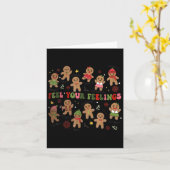 Retro Feel Your Feelings Gingerbread Christmas Men Kaart (Gele Bloem)