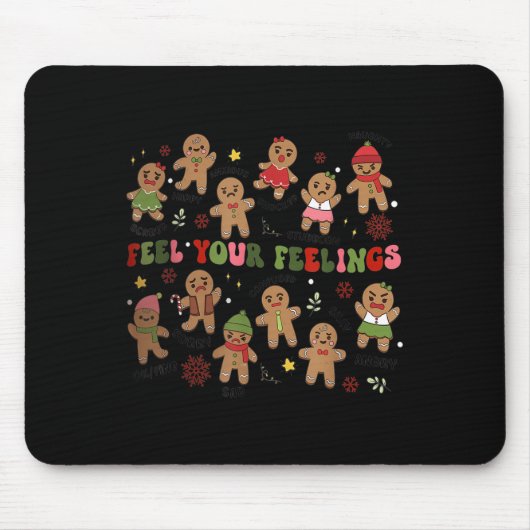 Retro Feel Your Feelings Gingerbread Christmas Men Muismat (Voorkant)