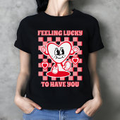 Retro Feeling Lucky Black Vrouwen Valentijnsdag T-shirt