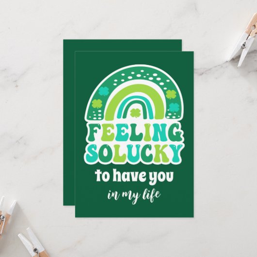 Retro Feeling zo Lucky St. Patrick's Day Kaart (Voorkant / Achterkant in situ)
