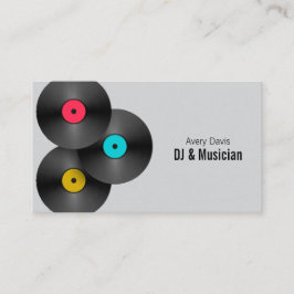 Retro Feest DJ Deejay Vinylplaat QR-code Visitekaartje