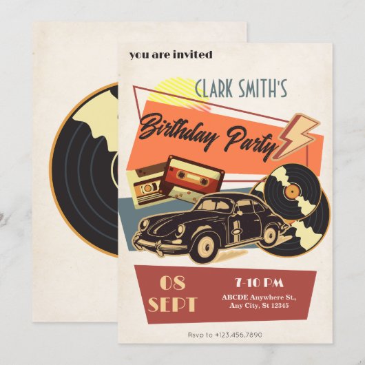 Retro feest kaart (Voorkant / Achterkant)