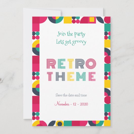 Retro Feest Kaart (Voorkant)