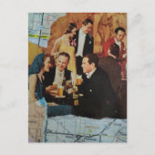 Retro Feest Mixed Media Collage Briefkaart (Voorkant)