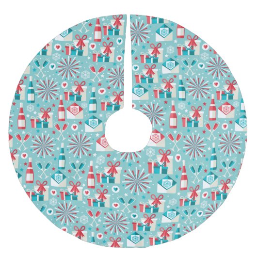 Retro-feestboomromen, geborsteld polyester kerstboom rok (Voorkant)