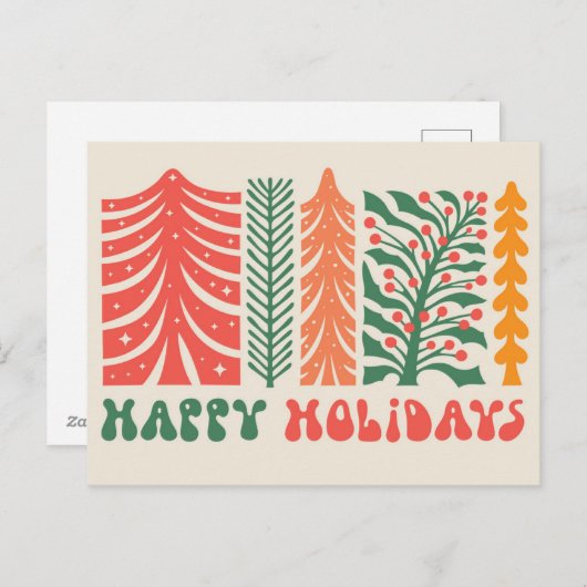 Retro Feestbos Feestdagenkaart (Voorkant / Achterkant)