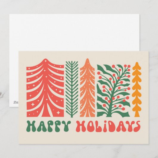 Retro Feestbos Feestdagenkaart (Voorkant / Achterkant)