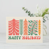 Retro Feestbos Feestdagenkaart (Staand voorkant)