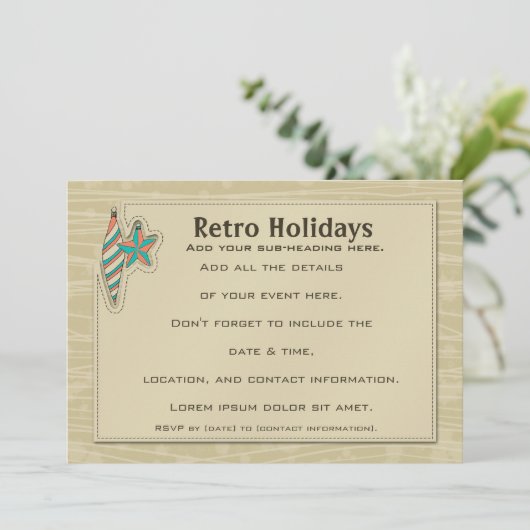Retro Feestdagen [7x5 Uitnodiging] Kaart (Staand voorkant)