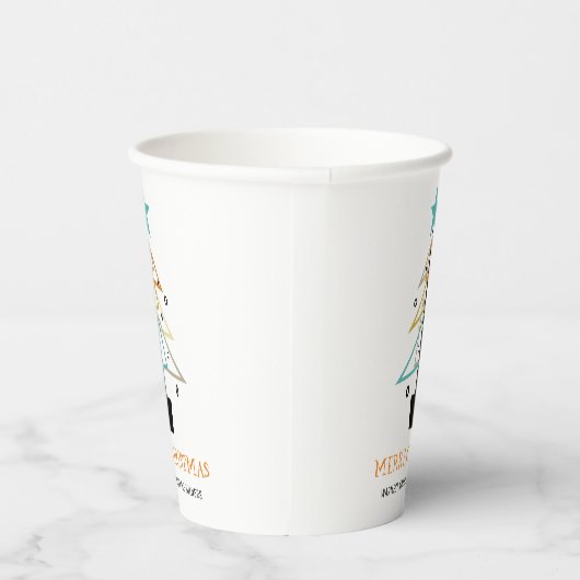 Retro feestdagen kerstboom midden midden eeuw mode papieren bekers (Rechts)