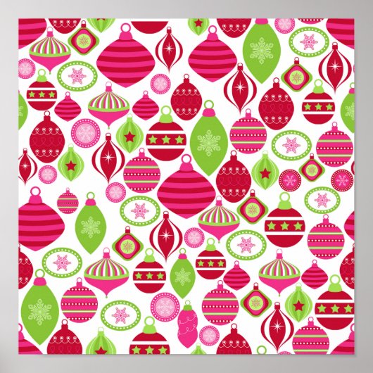 Retro feestdagen kerstpatroon poster (Voorkant)