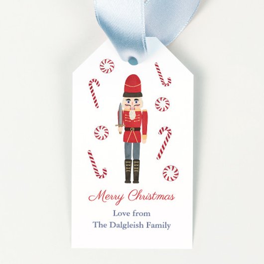 Retro Feestdagen Rode Notenkraker Candy Canes Stre Cadeaulabel