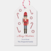 Retro Feestdagen Rode Notenkraker Candy Canes Stre Cadeaulabel (Voorkant)