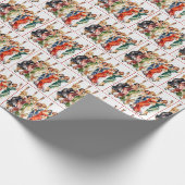 Retro Feestdames met Rode Wijn Cadeaupapier (Hoek)