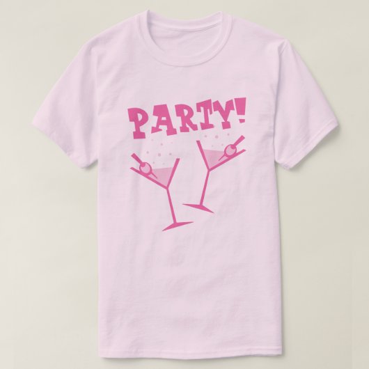 Retro feestdranken Roze T-Shirt (Design voorkant)