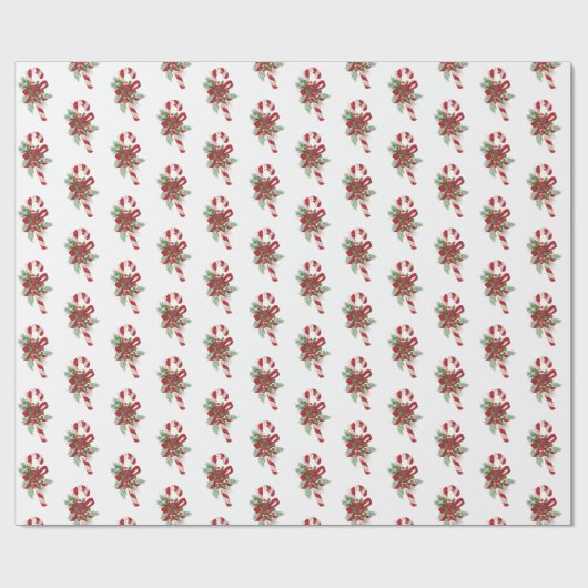  Retro Feestelijke Candy Cane Kerstmis Cadeaupapier (Vlak)