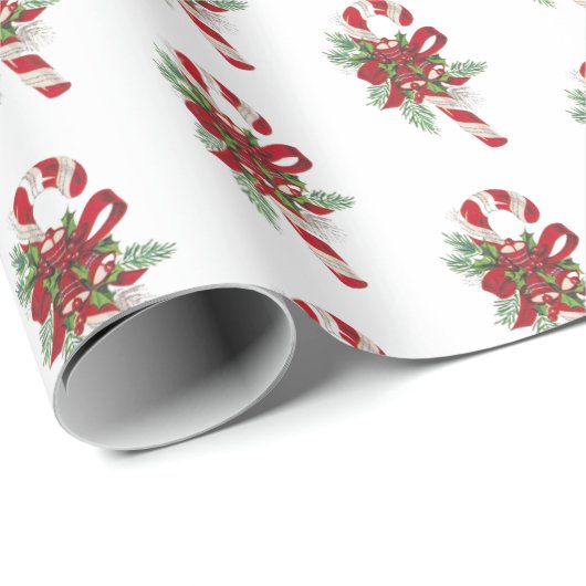  Retro Feestelijke Candy Cane Kerstmis Cadeaupapier (Rol Hoek)