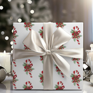 Retro Feestelijke Candy Cane Kerstmis Cadeaupapier