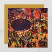 Retro Feestelijke Feest Carnaval Nights Uitnodigin Kaart (Voorkant / Achterkant)